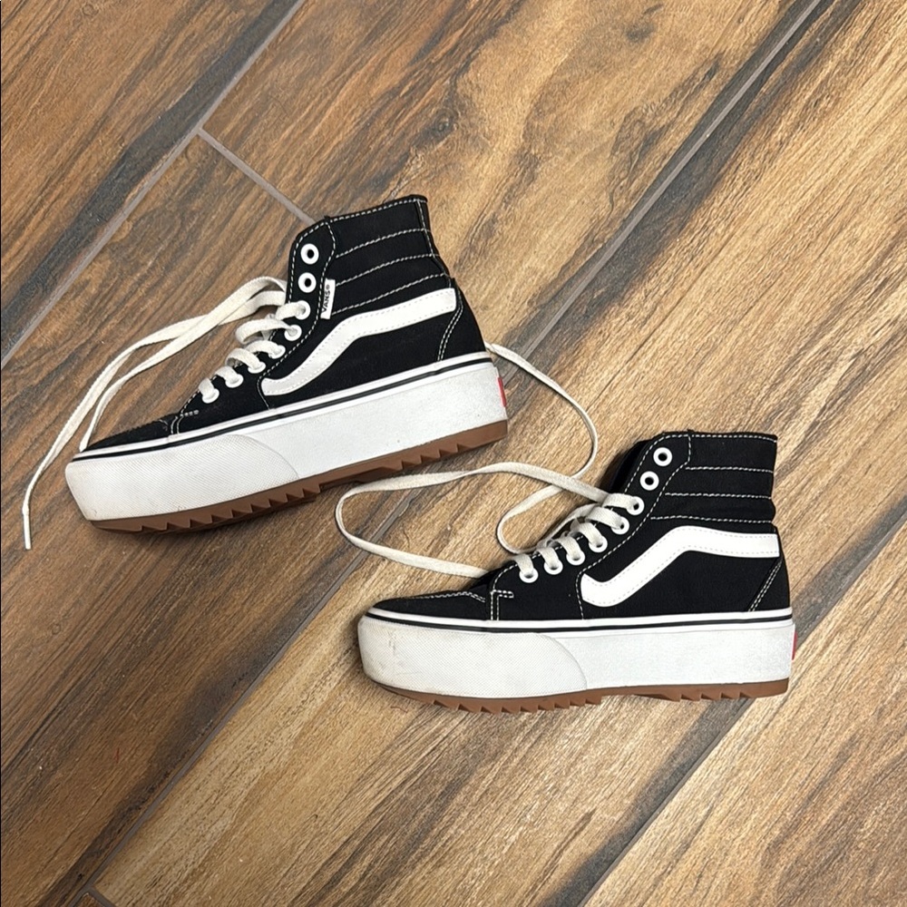 Vans Black and White High-Top Sneakers